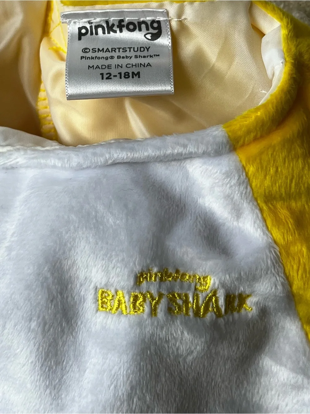 Baby Shark Pinkfong Infant 12-18 Months Yellow Costume Spirit Halloween